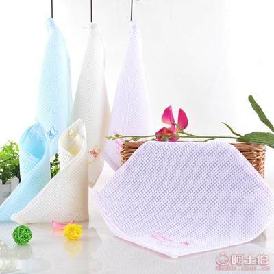 【廠家直銷紗布雙面蜂窩華夫格繡單線貓方巾手帕嬰幼兒掛鉤口水巾XFJ0732支】高陽縣鼎軒提花織物廠 - 產品庫